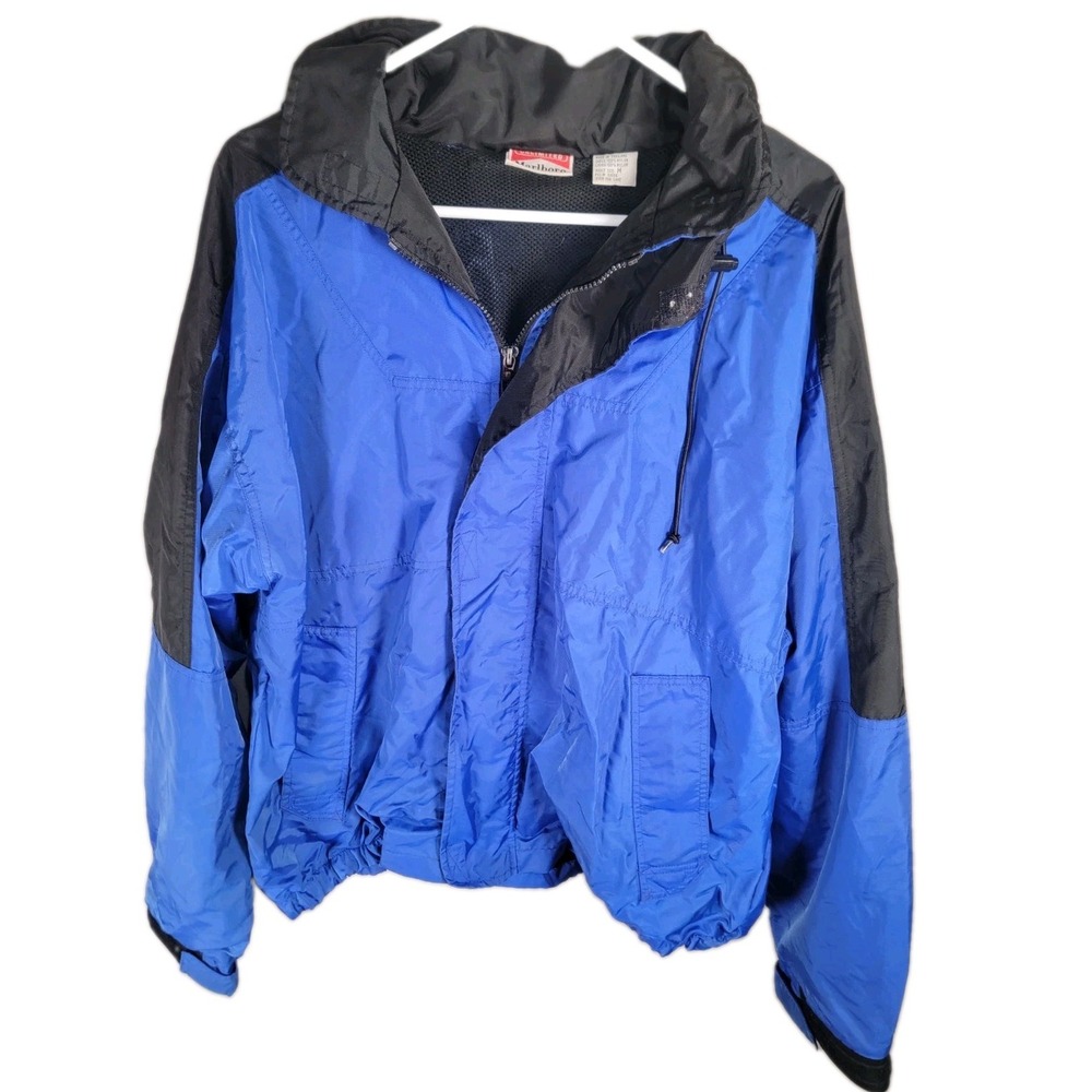 Vintage 90s Marlboro Unlimited Windbreaker Jacket Mens M Blue Black Hooded Promo